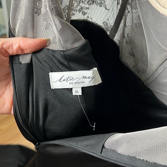 Katie May Black Tink Lace Bustier Sleeveless Wide Leg Jumpsuit XL - Picture 13 of 13